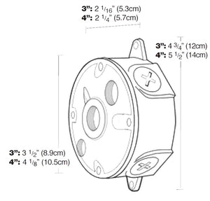 Rab LRT3 Round Boxes With 3 Hole Covers, 1/2" Hole Size, Natural Finish