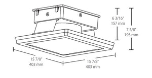 RAB MASI16-100W/D10 100W 16" x 16" MASI Gas Station Flush Mount Canopy LED Fixture, 5000K (Cool), No Photocell, 15344 Lumens, 75 CRI, 120-277V, Dimmable Operation, DLC Listed, White Finish