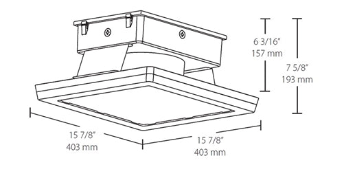 RAB MASI16-52W/480 52W 16" x 16" MASI Gas Station Flush Mount Canopy LED Fixture, 5000K (Cool), No Photocell, 6782 Lumens, 74 CRI, 480V, Standard Operation, Not DLC Listed, White Finish