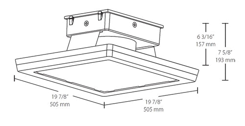 RAB MASI20-200NW/480 200W 20" x 20" MASI Gas Station Flush Mount Canopy LED Fixture, 4000K (Neutral), No Photocell, 29172 Lumens, 72 CRI, 480V, Standard Operation, Not DLC Listed, White Finish