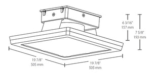 RAB MASI20-200NW/D10 200W 20" x 20" MASI Gas Station Flush Mount Canopy LED Fixture, 4000K (Neutral), No Photocell, 29172 Lumens, 72 CRI, 120-277V, Dimmable Operation, DLC Listed, White Finish