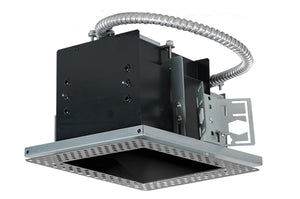 RAB MD1NTLB 1 Fixture Head Recessed New Construction Mounting Frame and Housing, 90 CRI, Trimless Style, Black Finish