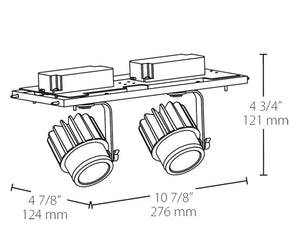 RAB MDLED2X12-30YN-B 24W LED 2 Fixture Multi-Head Gear Tray, 3500K, 3154 Lumens, 90 CRI, 30 Degree Reflector, Forward Phase TRIAC Dimmer, Black Tray/Black Head Finish