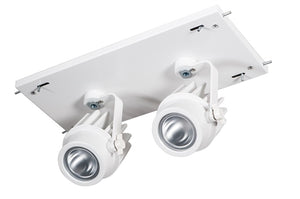 RAB MDLED2X12F-30Y-W 24W LED 2 Fixture Multi-Head Gear Tray, 3000K, 1848 Lumens, 90 CRI, 30 Degree Reflector, On/Off Non-Dimming, White Tray/White Head Finish