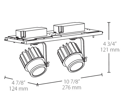 RAB MDLED2X12F-40YN-W 24W LED 2 Fixture Multi-Head Gear Tray, 3500K, 2140 Lumens, 90 CRI, 40 Degree Reflector, On/Off Non-Dimming, White Tray/White Head Finish
