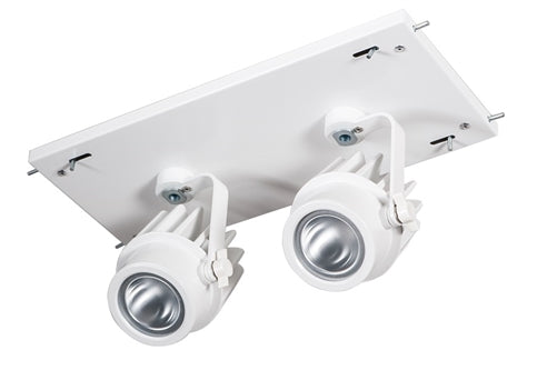RAB MDLED2X12L-20YN-W 24W LED 2 Fixture Multi-Head Gear Tray, 3500K, 2072 Lumens, 90 CRI, 20 Degree Reflector, Lutron Dimmer, White Tray/White Head Finish
