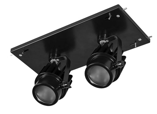 RAB MDLED2X12L-30YN-B 24W LED 2 Fixture Multi-Head Gear Tray, 3500K, 3154 Lumens, 90 CRI, 30 Degree Reflector, Lutron Dimmer, Black Tray/Black Head Finish
