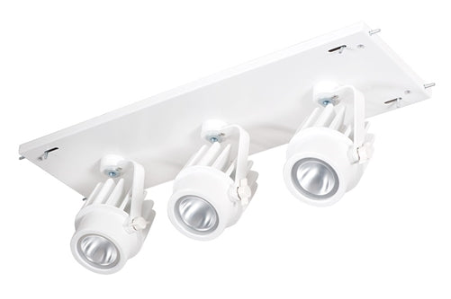 RAB MDLED3X12F-20YN-W 36W LED 3 Fixture Multi-Head Gear Tray, 3500K, 3108 Lumens, 90 CRI, 20 Degree Reflector, On/Off Non-Dimming, White Tray/White Head