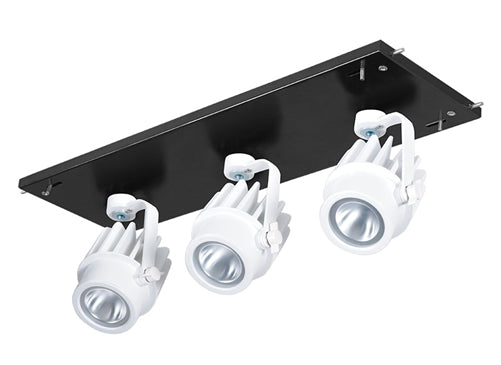 RAB MDLED3X12F-40YY-B-W 36W LED 3 Fixture Multi-Head Gear Tray, 2700K, 2472 Lumens, 90 CRI, 40 Degree Reflector, On/Off Non-Dimming, Black Tray/White Head