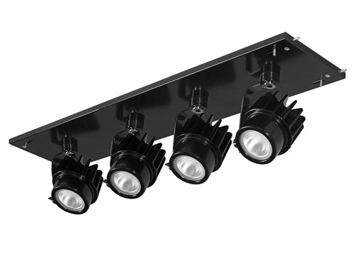 RAB MDLED4X12-20YY-B 48W LED 4 Fixture Multi-Head Gear Tray, 2700K, 3296 Lumens, 90 CRI, 20 Degree Reflector, Forward Phase TRIAC Dimmer, Black Tray/Black Head