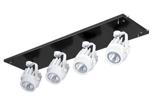 RAB MDLED4X12F-30Y-B-W 48W LED 4 Fixture Multi-Head Gear Tray, 3000K, 3696 Lumens, 90 CRI, 30 Degree Reflector, On/Off Non-Dimming, Black Tray/White Head
