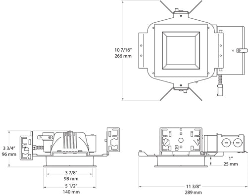 RAB NDLED4S-50YN-M-S 4" New Construction Square Trim Module, 3500K, 90 CRI, 50 Degree Beam Spread, Matte Silver Cone Silver Trim