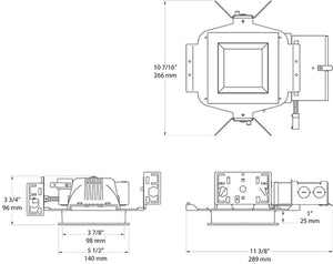 RAB NDLED4S-WYN-B-S 4" New Construction Square Trim Module, 3500K, 90 CRI, Wall Washer, Black Cone Silver Trim