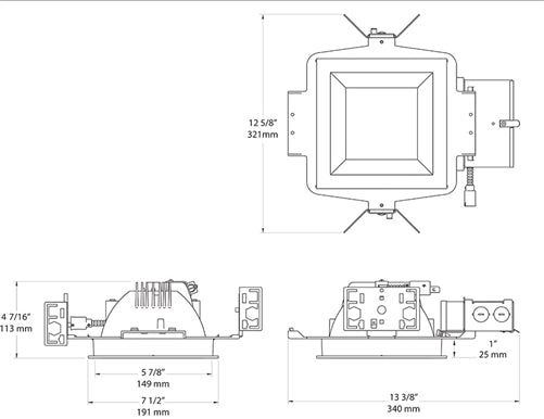 RAB NDLED6S-80YN-M-W 6" New Construction Square Trim Module, 3500K, 90 CRI, 80 Degree Beam Spread, Matte Silver Cone White Trim
