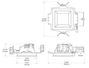 RAB NDLED6SD-50YN-W-W 6" New Construction Square Trim Module, 3500K, 80 CRI, 50 Degree Beam Spread, White Cone White Trim