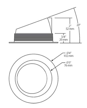 RAB NDTRIM3R40A-M 3" New Construction Round Trimmed Module, 40 Degree Adjustable, Matte Silver Finish