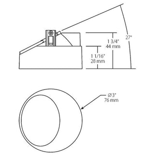 RAB NDTRIM3R80-W-TL 3" New Construction Round Trimless Module, 80 Degree Downlight, White Finish