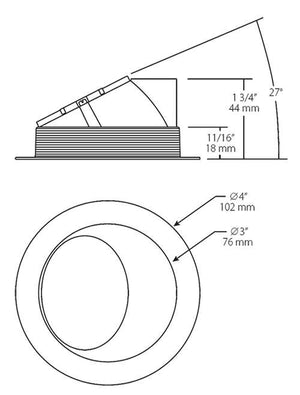 RAB NDTRIM3RW-M 3" New Construction Round Trimmed Module, Wall Washer, Matte Silver Finish