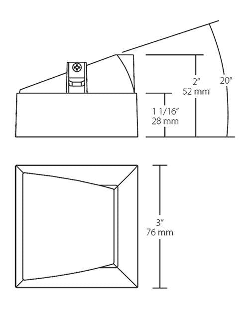 RAB NDTRIM3S20A-W-TL 3" New Construction Square Trimless Module, 20° Adjustable, White Finish