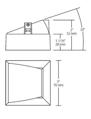 RAB NDTRIM3S20A-W-TL 3" New Construction Square Trimless Module, 20° Adjustable, White Finish