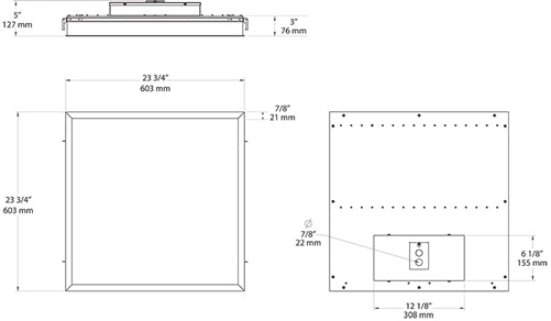 RAB PANEL2X2-41Y 2' x 2' Recessed LED Panel, 41 Watts, 3000K Color Temperature, 83 CRI, 120V-277V, White Finish