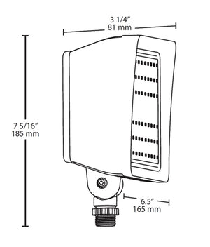 RAB PIP20W/D10 20W LED PIP Floodlight, No Photocell, 5000K (Cool), 2728 Lumens, 77 CRI, 120-277V, 7H x 7V Beam Distribution, Dimmable, DLC Listed, White Finish