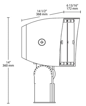 RAB PIPXL100SF/D10/7PR 100W LED PIPXL Floodlight, No Photocell, 5000K (Cool), 15839 Lumens, 78 CRI, 120-277V, 7H x 6V Beam Distribution, Slipfitter Mount, Dimmable, DLC Premium Listed, 7-Pin Receptacle Option, Bronze Finish