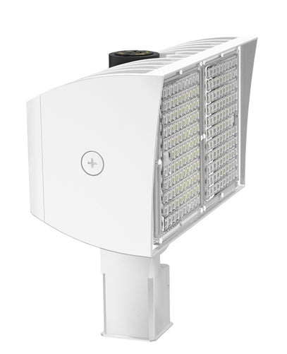 RAB PIPXL70TYW/D10/7PR 70W LED PIPXL Floodlight, No Photocell, 3000K (Warm), 10777 Lumens, 73 CRI, 120-277V, 7H x 6V Beam Distribution, Trunnion Mount, Dimmable, DLC Premium Listed, 7-Pin Receptacle Option, White Finish