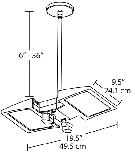 RAB PLED2X20MS2 40W Ceiling LED LSMART with Mini Sensor, 5000K Color Temperature (Cool), Standard Operation, Bronze Finish