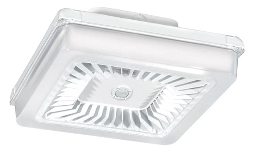 RAB PRT30YW/D10/WS 30W LED PORTO Garage Light with Multi-Level Motion Sensor, 3000K (Warm), 3136 Lumens, 72 CRI, 120V-277V, Dimmable, DLC Listed, White Finish