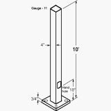 RAB PS4-11-10D2 Drilled Pole, 4" Shaft, 11 Gauge, 10 Feet Height, Bronze Finish