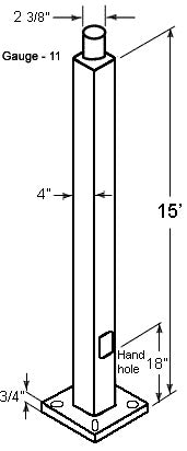 RAB PS4-11-15WT Tenon Top Pole, 4" Shaft, 11 Gauge, 15 Feet Height, Bronze Finish