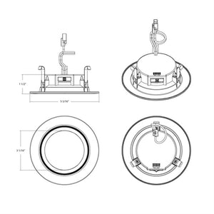 RAB R34-4B 7W 4" LED Retrofit Downlight, 2700K-5000K, 700 Lumens, 90 CRI, Baffle, White Finish