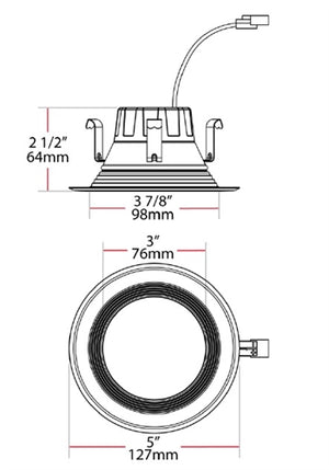 RAB R4R8830120WB 8W 4 inch LED Retrofit Downlight, 3000K, 849 Lumens, 80 CRI, With Baffle, White Finish