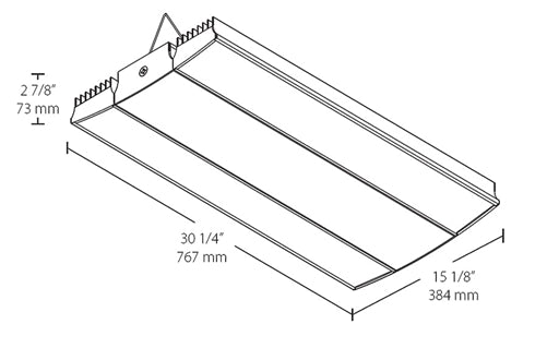 RAB RAIL185W 185W Rail LED High Bay, V Hooks Mount, No Photocell, 5000K (Cool), 23503 Lumens, 75 CRI, 120-277V, Standard Operation, DLC Listed, White Finish