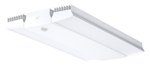 RAB RAIL225W/D10/WS4 225W Rail LED High Bay with Multi-Level Motion Sensor, V Hooks Mount, 5000K (Cool), 27260 Lumens, 74 CRI, 120-277V, Dimmable, DLC Listed, White Finish