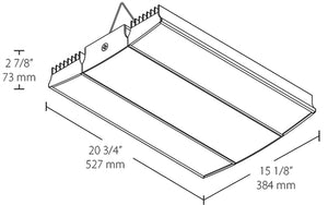 RAB RAIL95W/D10/WS2 95W Rail LED High Bay with Multi-Level Motion Sensor, V Hooks Mount, 5000K (Cool), 11446 Lumens, 74 CRI, 120-277V, Dimmable, Not DLC Listed, White Finish