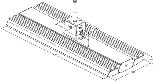 RAB RAILP185W 185W Rail LED High Bay, Pendant or Surface Mount, No Photocell, 5000K (Cool), 23503 Lumens, 75 CRI, 120-277V, Standard Operation, DLC Listed, White Finish