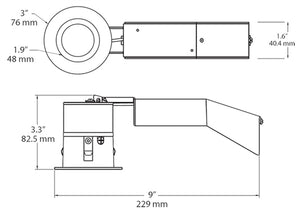 RAB RDLED2R8-WYN-TS 2" Round Remodeler LED, 9W, 3500K, 655 Lumens, 82 CRI, Wall Washer, 1/2" Trim, TRIAC Compatible, Silver Trim