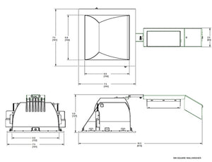RAB RDLED6S26L-WYY-S-S 6" Square Remodeler LED, 26W, 2700K, 1442 Lumens, 90 CRI, Wall Washer, Lutron Driver, Specular Silver Cone Silver Trim