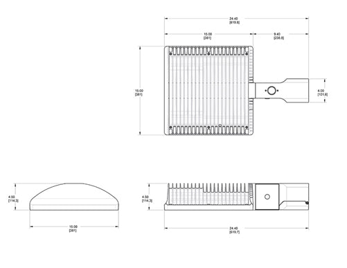 RAB RWLED2T105NRG/BL 105W LED Universal Adaptor Lamp, 4000K (Neutral), Type II Light Distribution, Bi-Level Operation, 120-277V, No Photocell, Gray Finish