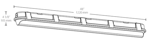 RAB SHARK4-50W/D10 50W 4 foot SHARK Linear LED Washdown, No Photocell, 5000K (Cool), 5161 Lumens, 75 CRI, 120-277V, Dimmable, White Finish