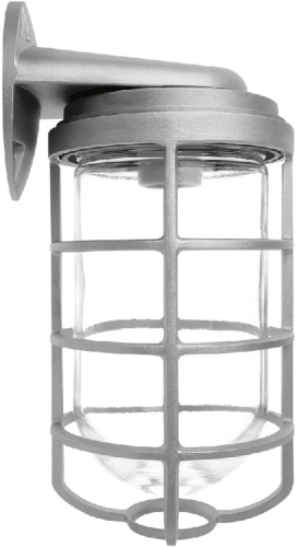 RAB VBR200DGS/F22 Vaporproof 22W Compact Fluorescent (CFL) Lamp 120V Silver Color - With Clear Glass and Die Cast Guard