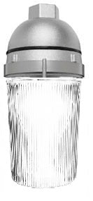 RAB VP200P-S Vaporproof 100W Incandescent Lamp 120V Silver Color - With Clear Flat Bottom Prismatic Polycarbonate Globe, No Guard