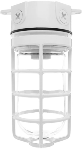 RAB VX200GW Vaporproof 300W Incandescent Lamp 120V White Color - With Soda Lime Glass and Wire Clamp Guard