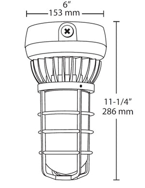 RAB VXLED13DG/PCS2 13W LED Vaporproof Ceiling Mount, 270V Swivel Photocell, 5000K (Cool), 729 Lumens, 65 CRI, Natural Finish