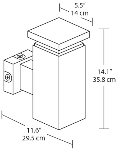 RAB WBLED18N/PCS2 18W LED Square Wall Scone, 4000K Color Temperature (Neutral), 277V Swivel Photocell, Bronze Finish