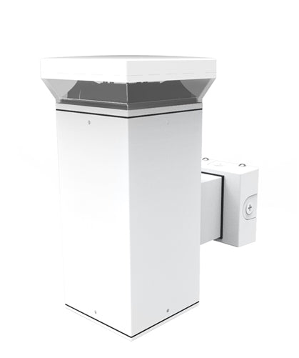 RAB WBLED18YW/PCS2 18W LED Square Wall Scone, 3000K Color Temperature (Warm), 277V Swivel Photocell, White Finish