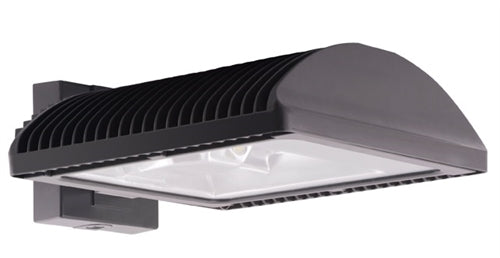 RAB WPLED3T50FX/PCS2 50W Full Cutoff LED Wallpack, Type III Distribution, Flat Wall Mount, 277V Swivel Photocell, 5000K (Cool), 4846 Lumens, 67 CRI, 208-277V, Standard Operation, DLC Listed, Bronze Finish