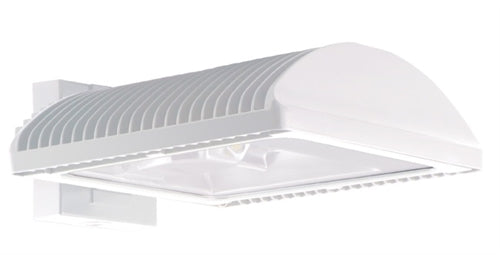 RAB WPLED4T150YFXW/PCS2 150W Full Cutoff LED Wallpack, Type IV Light Distribution, Flat Wall Mount, 277V Swivel Photocell, 3000K (Warm), 11352 Lumens, 81 CRI, Standard Operation, White Finish